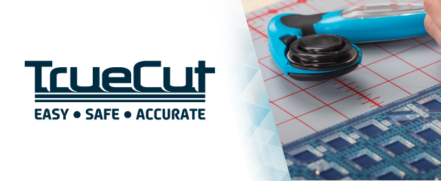 TrueCut My Comfort Rotary Cutter - 45mm Ergonomic Rotary Cutter With Track  & Guide System For TrueCut Rulers And Quick Release For Quick Blade Changes