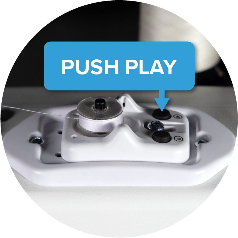 Bobbin Winder Close Up with Push Play callout